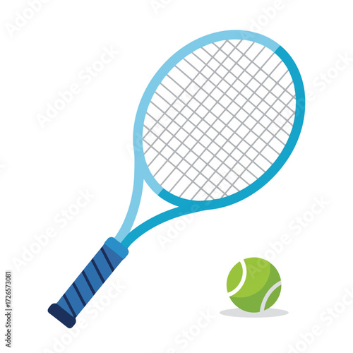 Vector illustration of vector art of tennis racket and ball