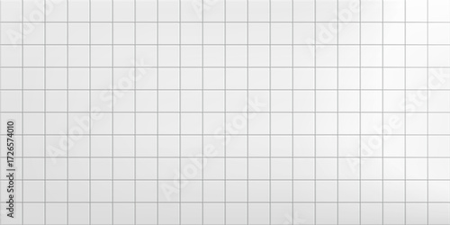 White tiles for the bathroom, kitchen floor and pool with shadows and light. Background with pattern of square ceramic tile. Wall abstract texture. Clean scene studio. Vector illustration