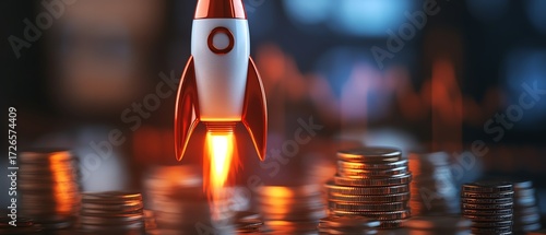 Rocket launch symbolizing financial growth.