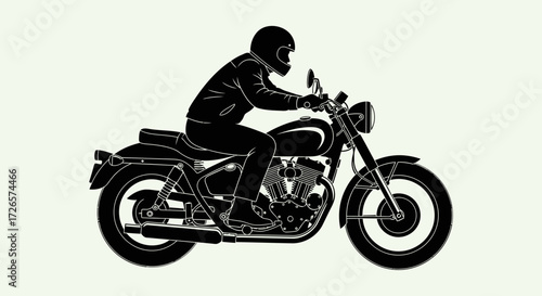 Silhouette illustration of a motorcycle rider for transportation and lifestyle concept