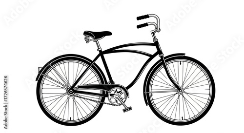 Retro bicycle illustration with classic design isolated on white background perfect for vintage