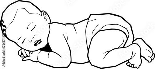 Принти на полотні Peaceful slumber of a newborn baby, a heartwarming moment of innocence and tranq