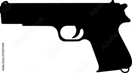black handgun silhouette, flat vector illustration