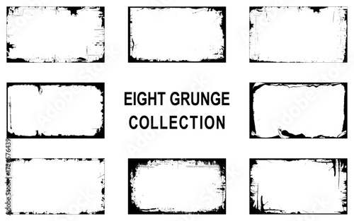 Old covers set isolated on white background. Vector realistic illustration of scratched rectangular paper frames with grungy grainy texture. Set of abstract frames. Vector collection