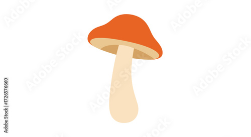 A simple illustration of an orange mushroom with a white stem on a white background.
