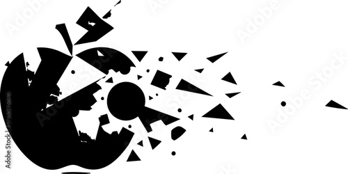 Photos Dynamic abstract explosion of a stylized apple dissolving into geometric fragmen