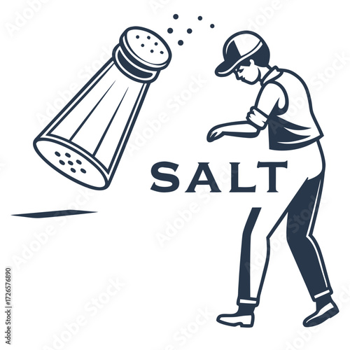 Salt shaker with a man sprinkling salt