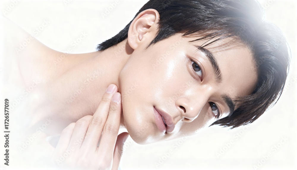 Obraz premium 光が差し込む美しい肌の男性