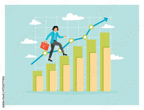 The concept of business growth, human challenges towards success.