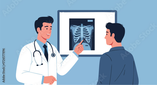 Doctor Consulting a Patient About Chest X Ray in a Medical Office