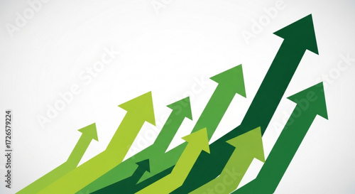 Green arrows pointing upwards in various shades suggesting growth and positive direction on white background