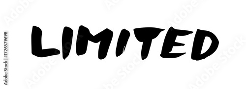 Brush lettering text "LIMITED" (handwritten calligraphy)