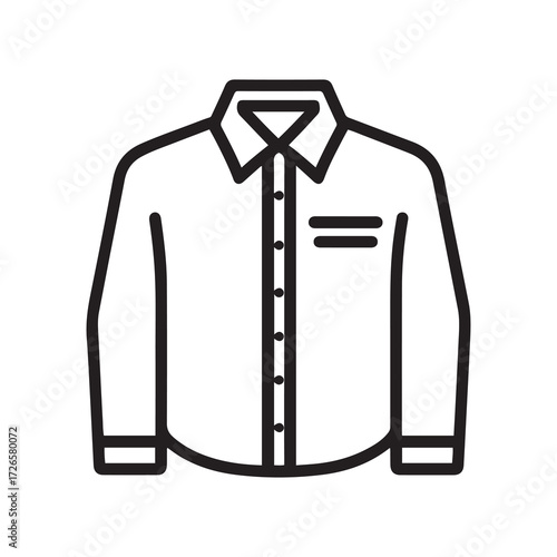 Black and White Outline Icon of a Dress Shirt with Pocket