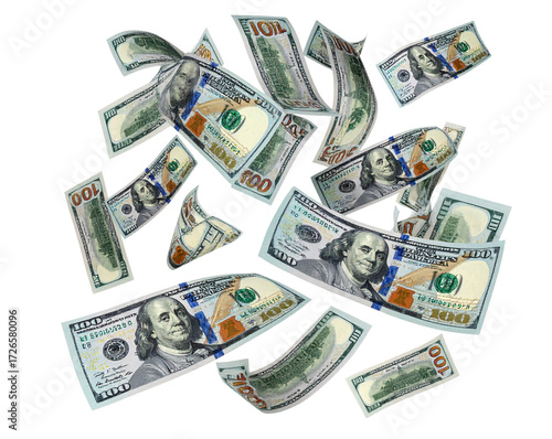  Cascading Falling 100 Dollar Notes – PNG Cutout