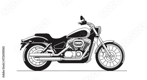 Detailed vector illustration of a classic motorcycle with minimalist design elements