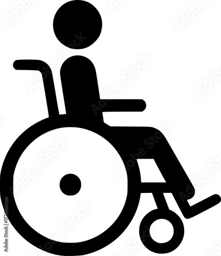 a black and white icon of a person in a wheelchair