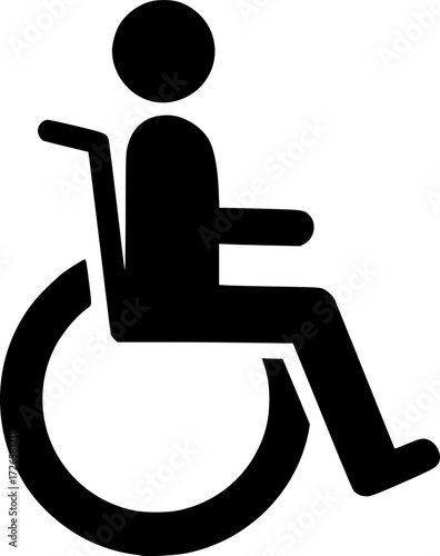 a black and white icon of a person in a wheelchair