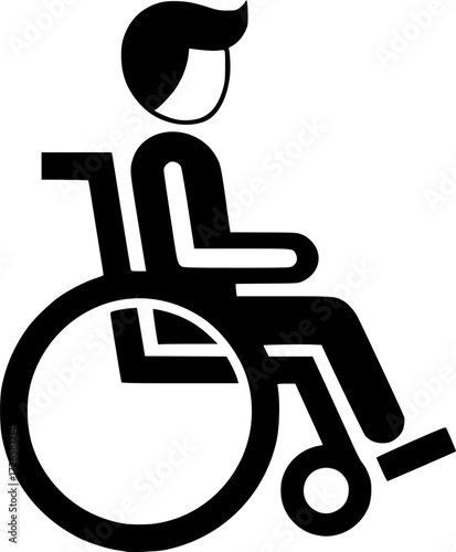a black and white icon of a person in a wheelchair