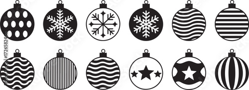 Christmas Ornament Set, Holiday Decoration Cartoon, Xmas Tree Balls Illustration, Seasonal Festive Icons, New Year Cartoon Symbols, Cute Winter Clipart, Cartoon Bauble Vector, Holiday Celebration Icon