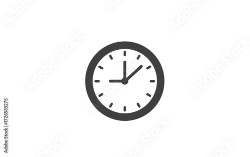 A simple, minimalist illustration of a round analog clock face showing the time as approximately 9:05.