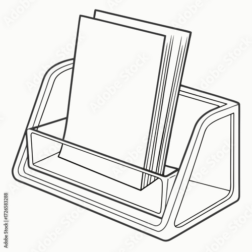 Business card holder with cards, office supply
