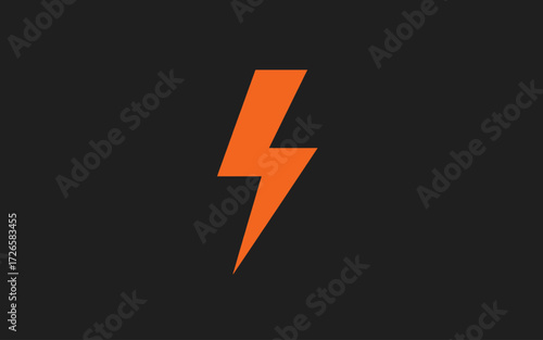 A bright orange lightning bolt symbol set against a dark gray background.