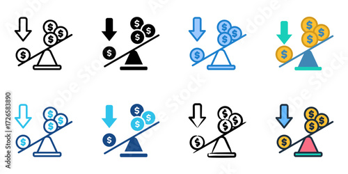 Margin trading icon set multiple style collection 
