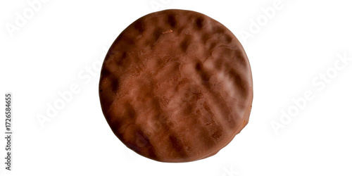 Round chocolate biscuit on transparent background