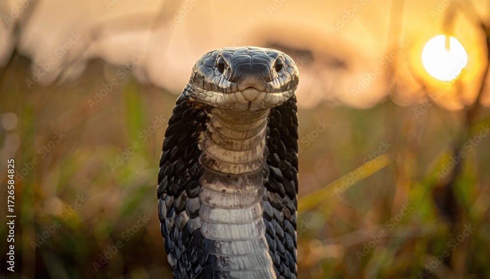 Fototapeta premium King Cobra beautiful and imaginative composition with rich detail.