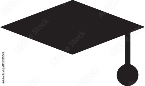 Simple black and white graduation cap icon symbolizing academic achievement and education milestone silhouette