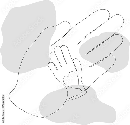 Continuous one simple single abstract line drawing icon of two hands.