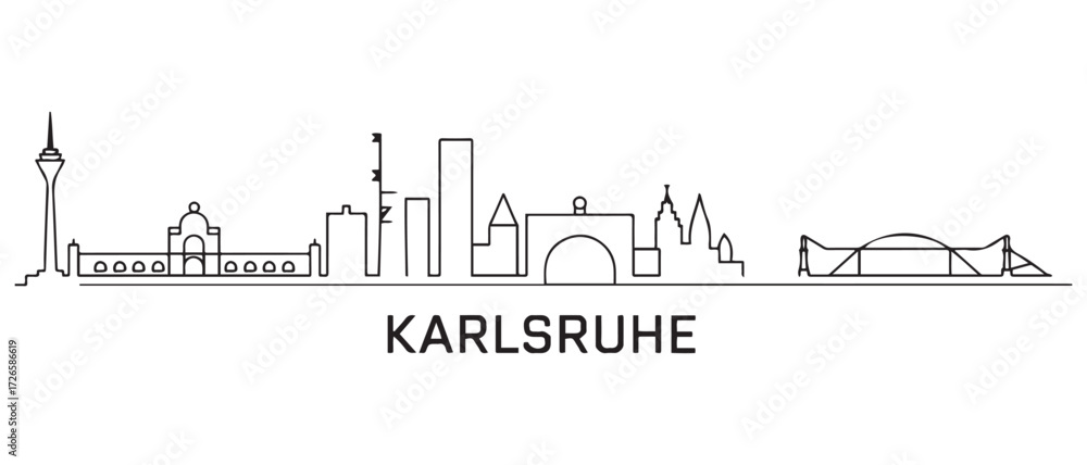 Obraz premium Karlsruhe Line Art skyline. Black Karlsruhe city. with white background