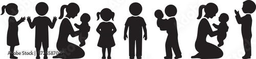 Kid icon, Child vector design, Boy girl silhouette, Children graphic clipart, Young child outline, Childhood artwork symbol, Baby kid illustration, School child drawing, Child figure logo, Cartoon chi