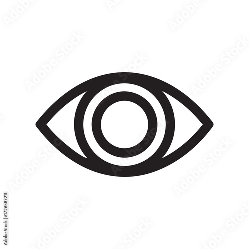 Simple Eye Icon in Black and White Outline Style