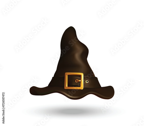 Witch Hat 3d Icon. Halloween Fantasy Magic Hat Object illustration.