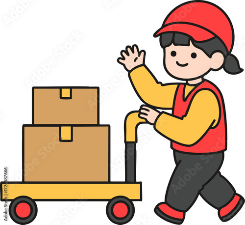 cartoon delivery woman