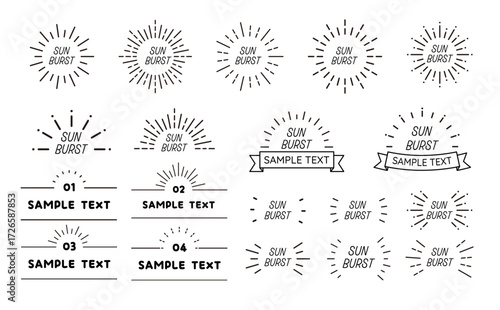 サンバーストフレーム バリエーションセット ベクター素材