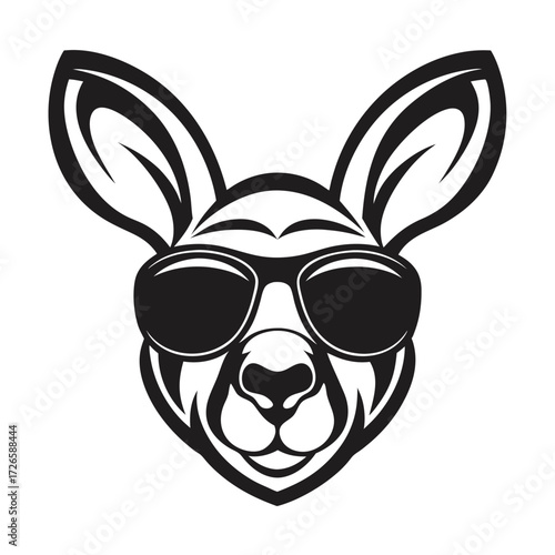 Black line shows a kangaroo head wearing sunglasses with a stylish look