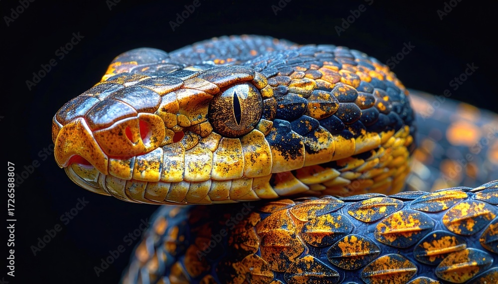 Fototapeta premium Close-up of a colorful snake's head and neck