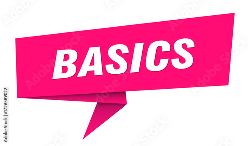 basics banner. basics speech bubble, label, sticker, sign template