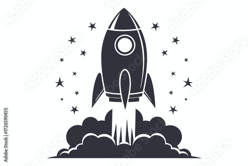 Bold rocketship takes flight amidst starry skies, symbolizing ambition, innovation, and boundless opportunities ahead