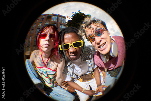 Φωτογραφία Portrait of diverse group of teenagers including Caucasian girl, Black, Caucasia