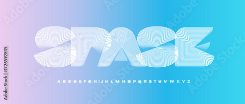 Space cyber alphabet, linear contour futuristic font with bold heavy outline for creative digital logo, unusual headline, robotic typographic design, creative geometric typography. Vector typeset.
