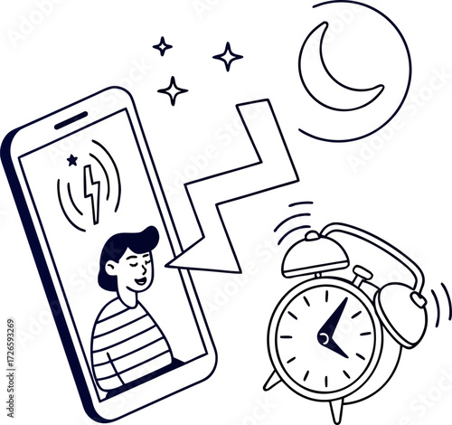 Digital Alarm Clock Interface Interrupting Sleep Cycle With Morning Notification