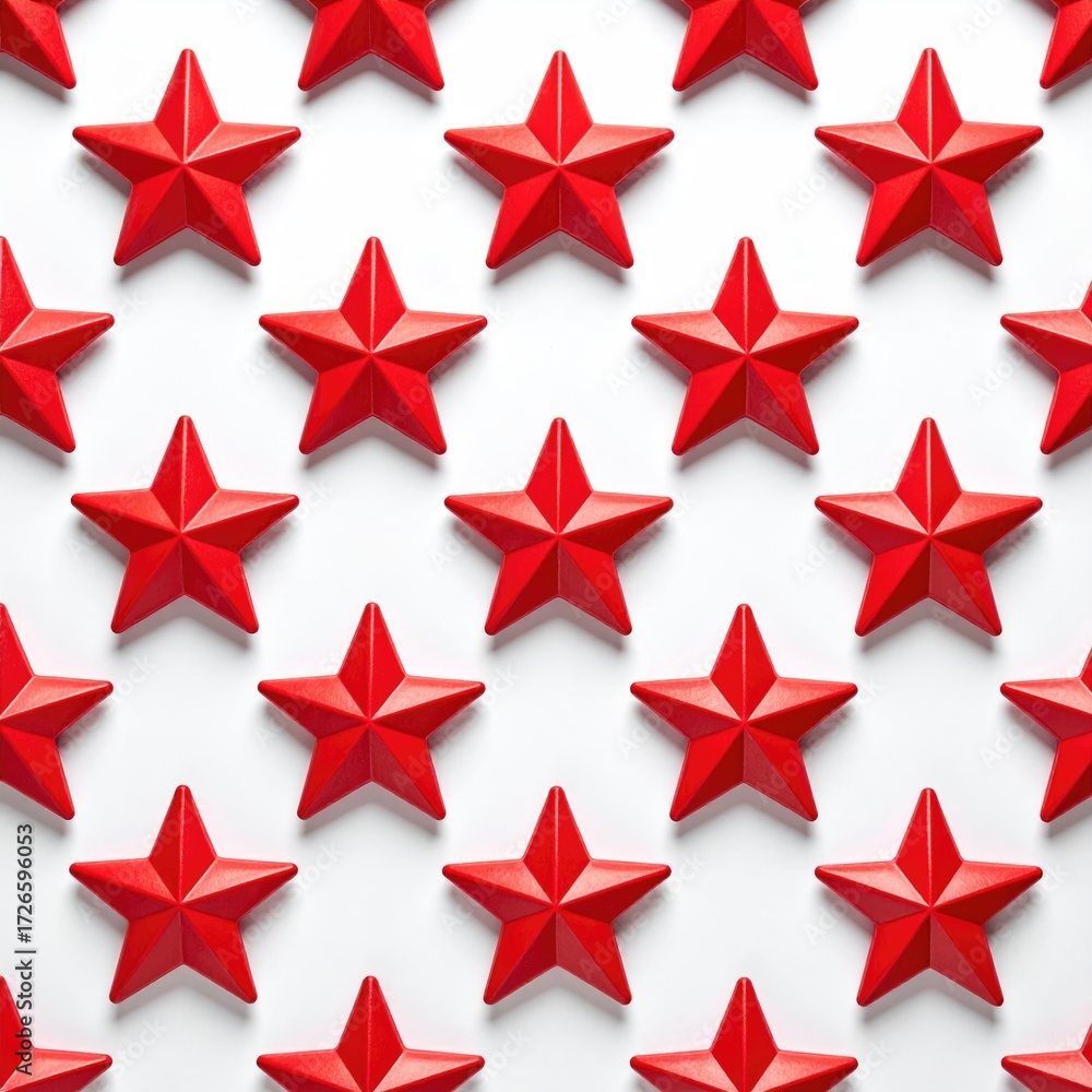 Obraz premium Red stars on a white background in a repeating pattern