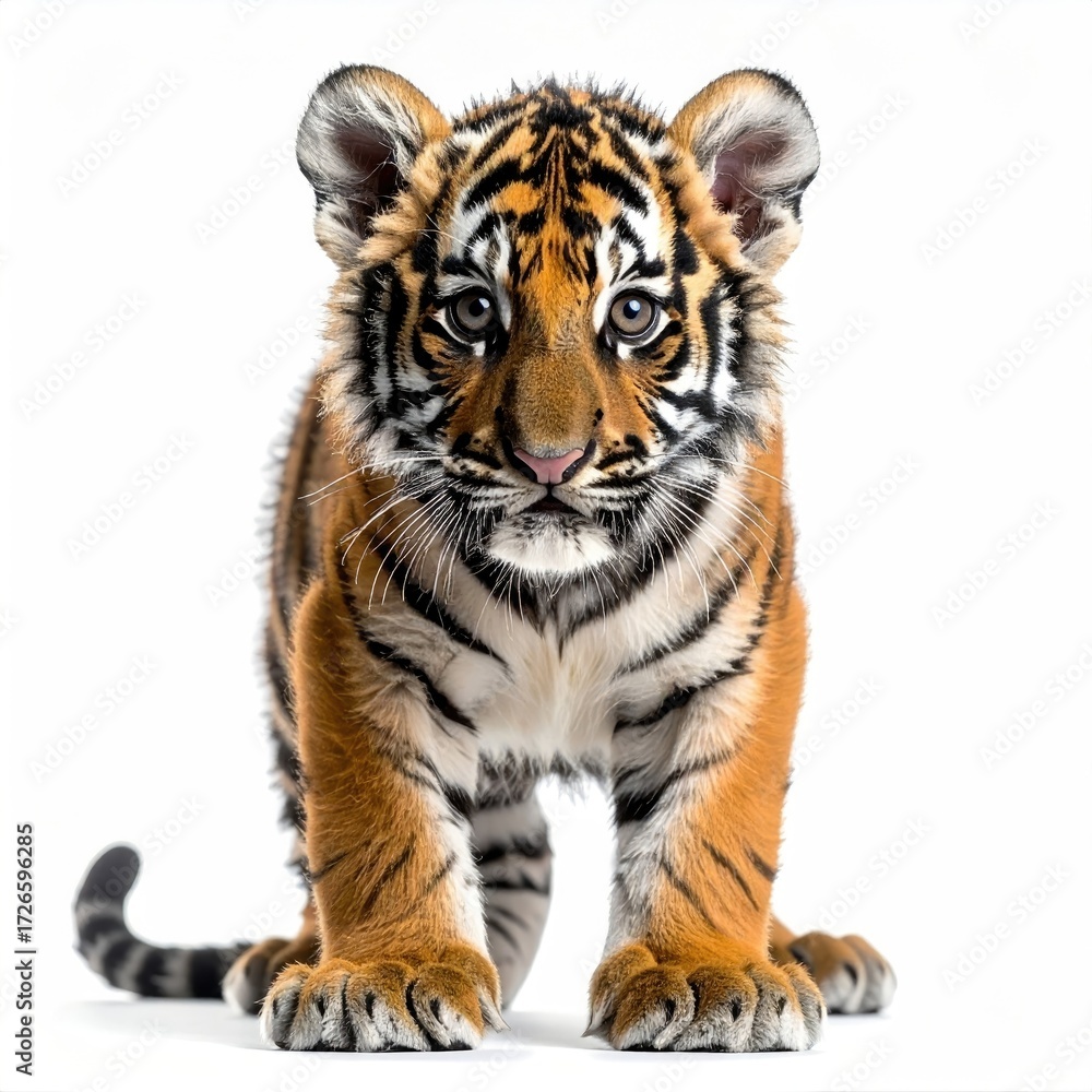 Fototapeta premium Adorable tiger cub, front view