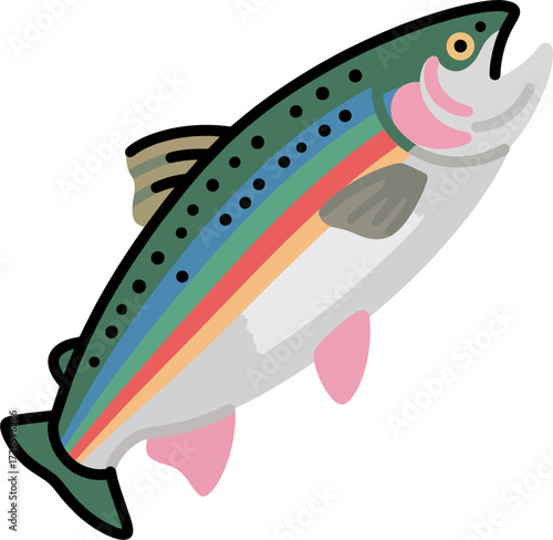Vibrant Rainbow Trout Vector Illustration – Detailed and Colorful Freshwater Fish Graphic for Fishing and Outdoor Design