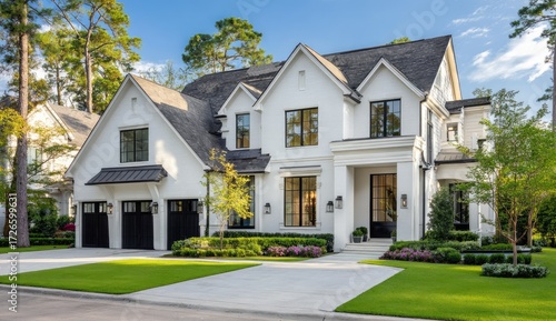 Modern white house with dark accents
