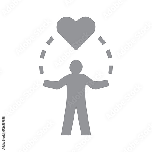 Person juggling heart symbol