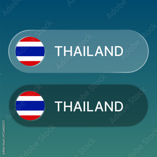 thailand Flag button with liquid glass style design